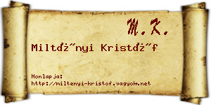 Miltényi Kristóf névjegykártya